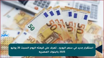 استقرار جديد في سعر اليورو.. تعرف على قيمته اليوم السبت 26 يوليو 2025 بالبنوك المصرية